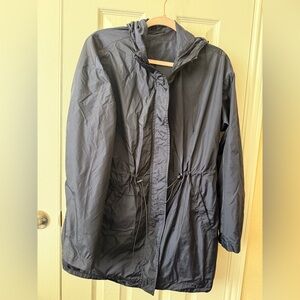 Monoprix Femme Jacket Womens 2 EU/ Medium Navy Rain Coat Long Sleeve Hooded